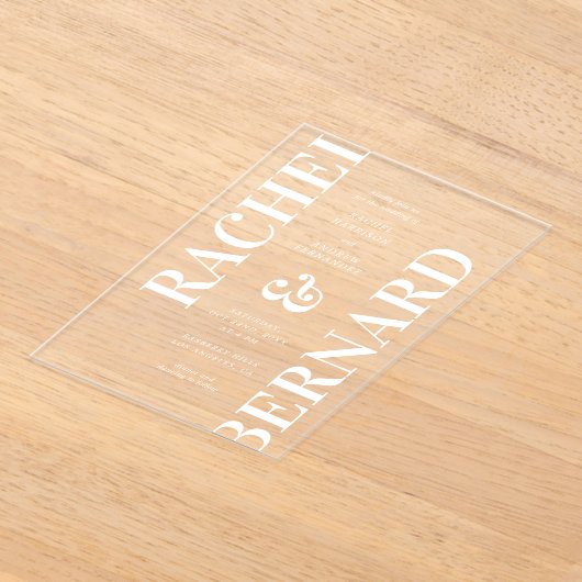 Invitations En Acrylique Typographie élégante Mariage transparent brillant (Poser)