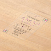 Invitations En Acrylique Typographie florale rose Anand Karaj Sikh Mariage (Poser)