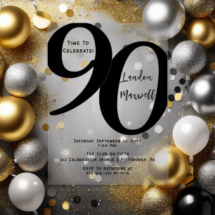 Invitations En Acrylique Typographie Minimaliste 90 Fête d'anniversaire 90