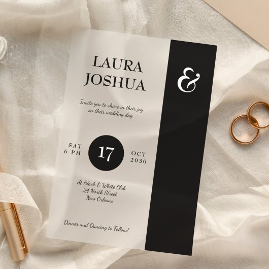 Invitations En Acrylique Typographie moderne et audacieuse mariage noir et