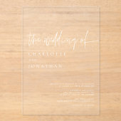 Invitations En Acrylique Typographie moderne Simple Mariage tendance (Recto)