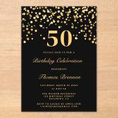 Invitations En Acrylique Typographie noir et or Cinquante-cinquantième anni (Recto)