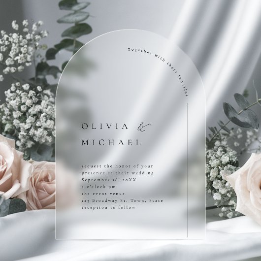 Invitations En Acrylique Typographie simple et élégante Mariage d'arc moder