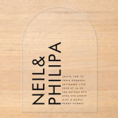 Invitations En Acrylique Ultra Modern Bold NOMS Simple Mariage (Recto)