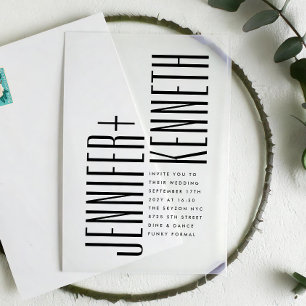 Invitations En Acrylique Ultra Simple Moderne Minimaliste Mariage Noir Blan