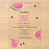 Invitations En Acrylique Un anniversaire d'été à la pastèque One in a Melon (Recto)