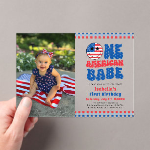 Invitations En Acrylique Un bébé américain 4 juillet photo premier annivers