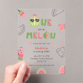 Invitations En Acrylique Un bébé fille pour un melon Pastèque Premier Anniv (In situ (ordinateur de poche))
