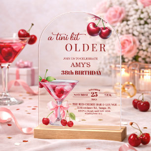 Invitations En Acrylique Un Chic A Tini Bit Older Cherry Martini 38e Annive