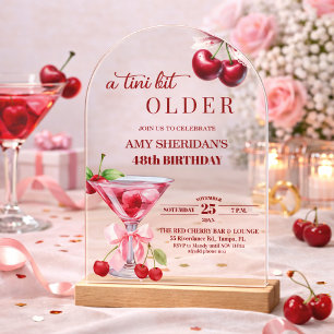 Invitations En Acrylique Un Chic A Tini Bit Older Cherry Martini 48e Annive