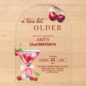 Invitations En Acrylique Un Chic A Tini Bit Plus Âgé Cherry Martini 22e Ann (Recto)