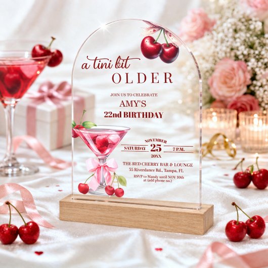 Invitations En Acrylique Un Chic A Tini Bit Plus Âgé Cherry Martini 22e Ann