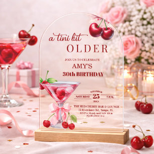 Invitations En Acrylique Un Chic A Tini Bit Plus Âgé Cherry Martini 30e Ann