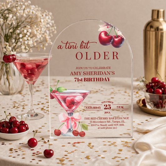 Invitations En Acrylique Un Chic A Tini Bit Plus Âgé Cherry Martini 71e Ann