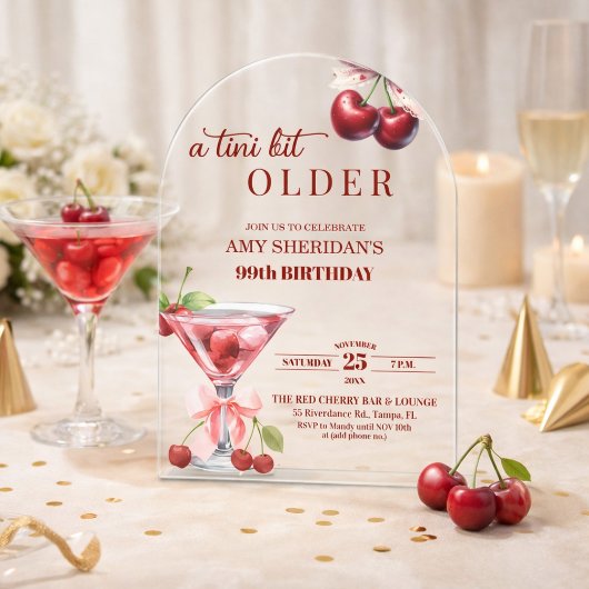 Invitations En Acrylique Un Chic A Tini Bit Plus Âgé Cherry Martini 99e Ann
