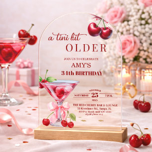 Invitations En Acrylique Un Chic A Tini Bit Plus Âgé Martini Cerise 34e Ann