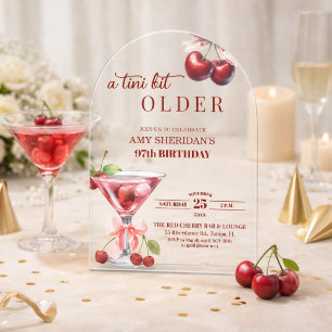Invitations En Acrylique Un Chic Tini Bit Plus Âgé Cherry Martini 97e Anniv