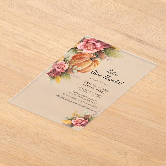 Invitations En Acrylique Un Citrouille rustique (Poser)