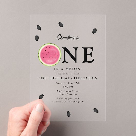 Invitations En Acrylique Un dans une pastèque Melon Anniversaire d'été (In situ (ordinateur de poche))