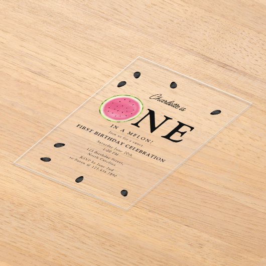 Invitations En Acrylique Un dans une pastèque Melon Anniversaire d'été (Poser)