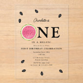 Invitations En Acrylique Un dans une pastèque Melon Anniversaire d'été (Recto)