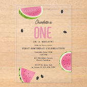 Invitations En Acrylique Un dans une pastèque Melon Anniversaire d'été (Recto)