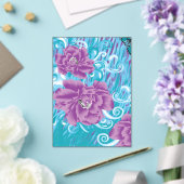 Invitations En Acrylique Un design textile dynamique avec violet et turq (Insitu (Mariage))