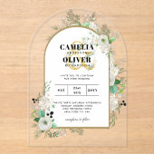 Invitations En Acrylique Un mariage ACRYLIQUE invite Boho White Roses Rusti (Recto)