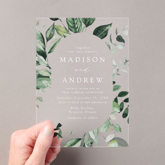 Invitations En Acrylique Un Mariage de cadre ovale verdoyant (In situ (ordinateur de poche))