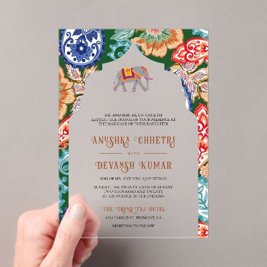 Invitations En Acrylique Un Mariage flamboyant indien (In situ (ordinateur de poche))