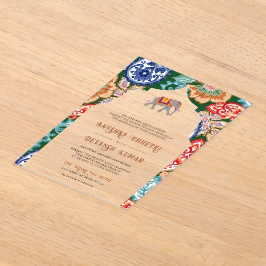 Invitations En Acrylique Un Mariage flamboyant indien (Poser)