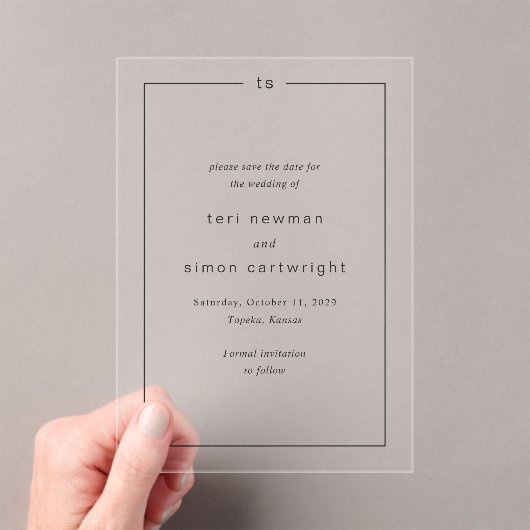 Invitations En Acrylique Un mariage moderne intemporel Sauvez la date (In situ (ordinateur de poche))
