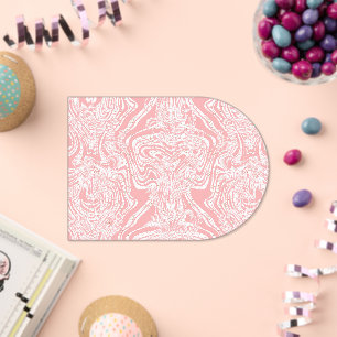 Invitations En Acrylique un motif abstrait rose et blanc sur un fond blanc