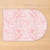 Invitations En Acrylique un motif abstrait rose et blanc sur un fond blanc (Recto)