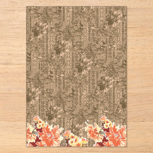 Invitations En Acrylique Un motif floral vintage avec un design brun comple