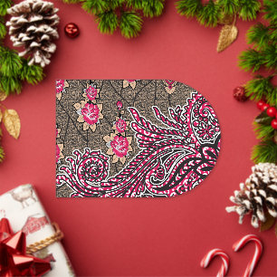 Invitations En Acrylique un motif paisley rose et marron