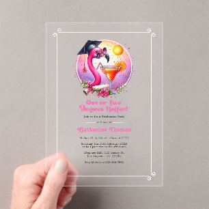 Invitations En Acrylique Un ou deux degrés Hotter Flamant rose Graduate Par