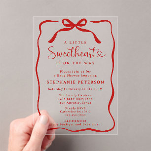 Invitations En Acrylique Un petit amour est en route Fête prénatale de bébé