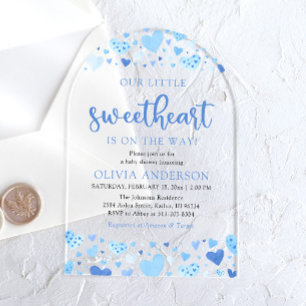 Invitations En Acrylique Un petit Baby shower bleu Valentine