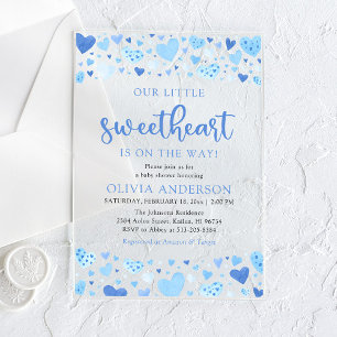 Invitations En Acrylique Un petit Baby shower bleu Valentine