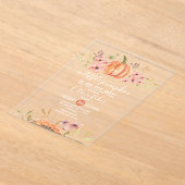 Invitations En Acrylique Un Petit Citrouille Automne Baby shower Floral Aut (Poser)