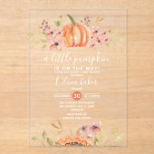 Invitations En Acrylique Un Petit Citrouille Automne Baby shower Floral Aut (Recto)