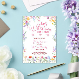 Invitations En Acrylique Un Petit Fleur sauvage Baby Girl Douche rose