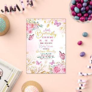 Invitations En Acrylique Un petit papillon baby shower fille aquarelle