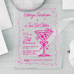 Invitations En Acrylique Un petit peu plus vieux Espresso Martini 21e anniv<br><div class="desc">Whimsical et féminin,  cette invitation à l'anniversaire à thème expresso martini comporte un grand martini et cadre rose doodle. Tout le texte est modifiable.</div>