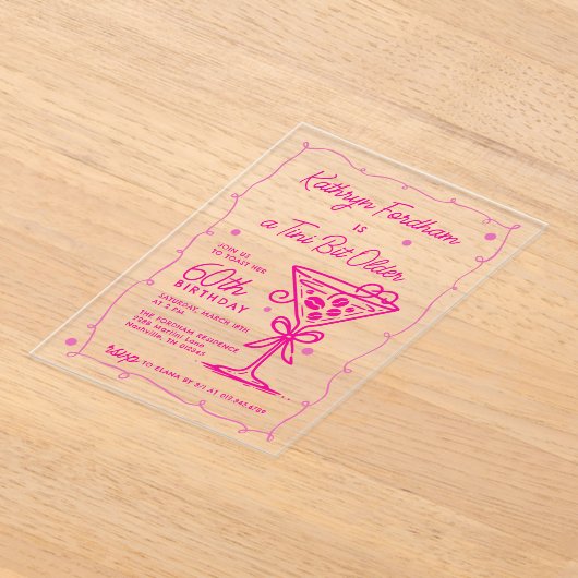 Invitations En Acrylique Un petit peu plus vieux Espresso Martini 60e anniv (Poser)