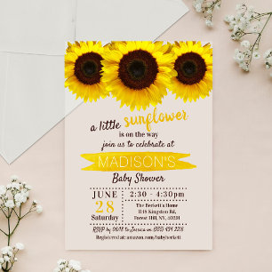 Invitations En Acrylique Un petit tournesol arrive ! Baby Shower