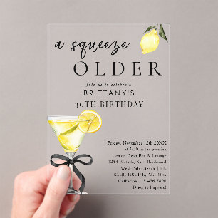 Invitations En Acrylique Un Squeeze Older Lemon Drop Martini 30e Anniversai