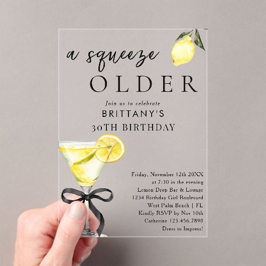 Invitations En Acrylique Un Squeeze plus vieux citron Drop Martini 30e anni (In situ (ordinateur de poche))