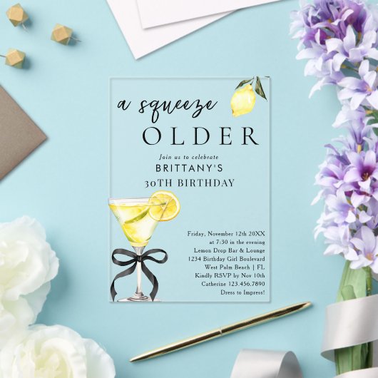 Invitations En Acrylique Un Squeeze plus vieux citron Drop Martini 30e anni (Insitu (Mariage))